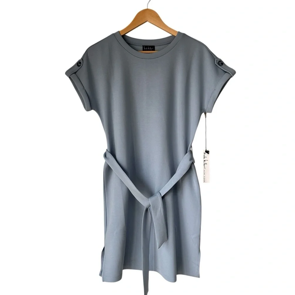 NEW Nicole Miller Sky Blue T-Shirt Shift Dress, Medium